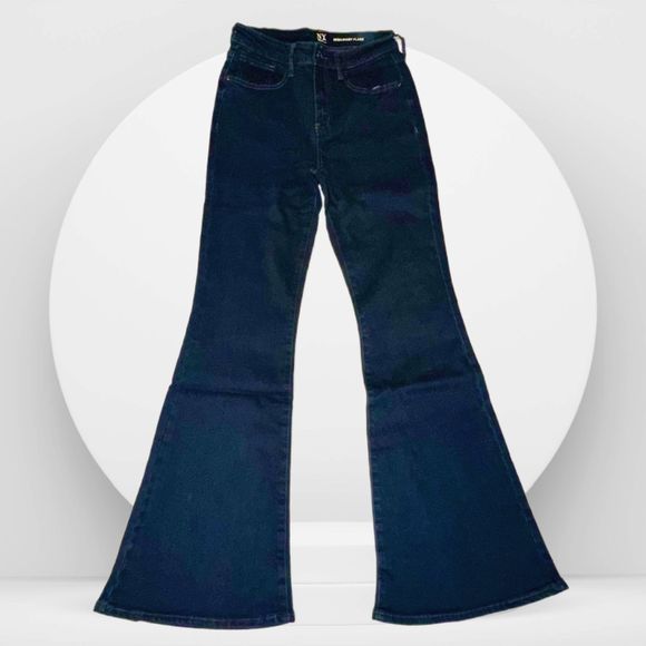 NY&Co Dark Blue Wash High-Waisted Flare Jeans NWT - Picture 3 of 6